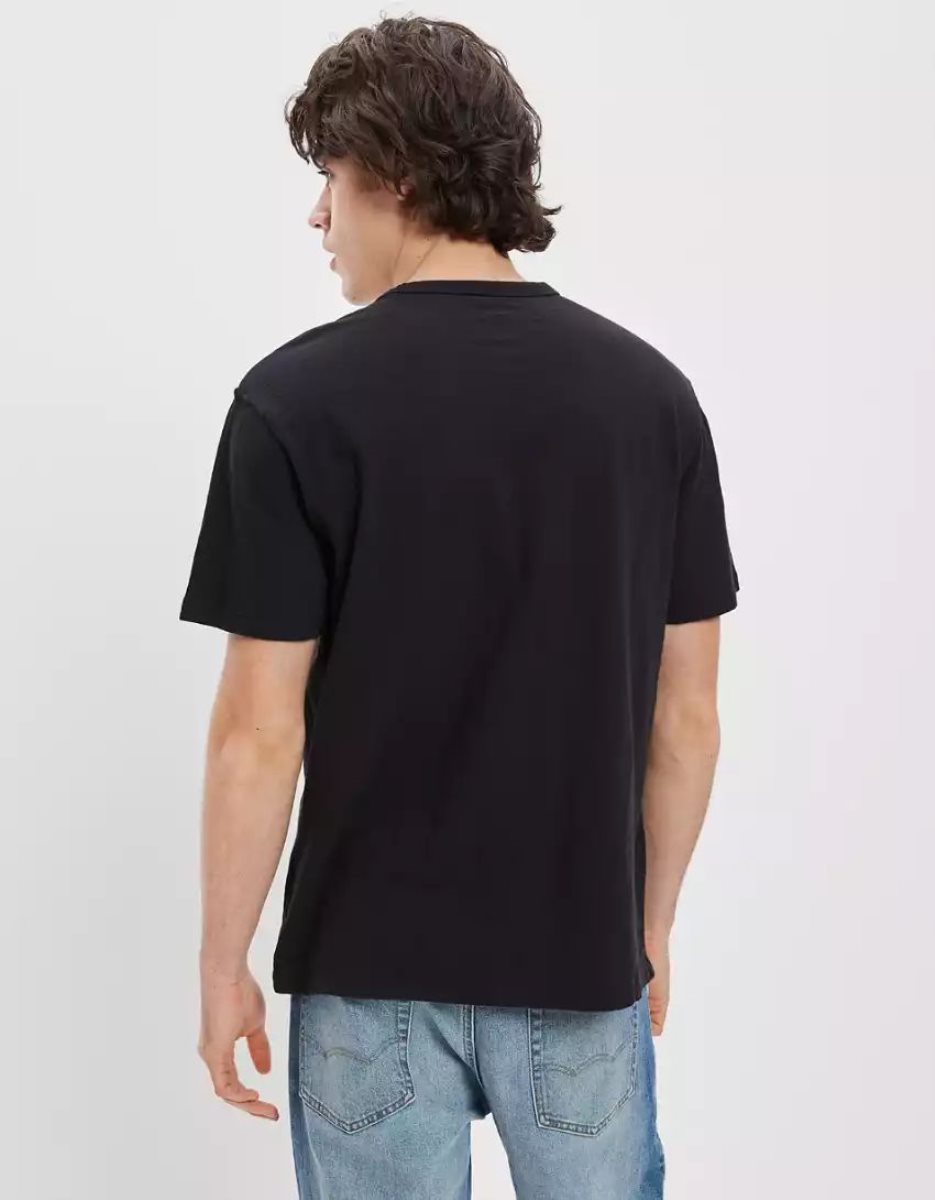 T Shirts American Eagle AE Super Soft Slub Noir Homme | CAF-15468181